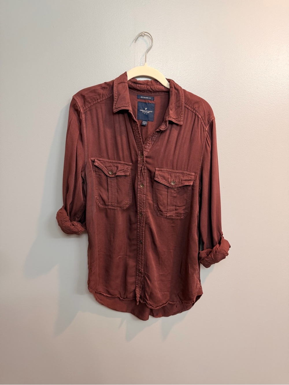 Abercrombie & Fitch Burgundy Button-Up Shirt